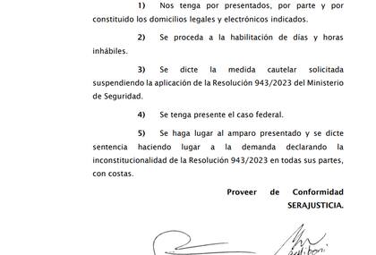 El amparo presentado por dirigentes de izquierda pidiendo la inconstitucionalidad del protocolo antipiquetes