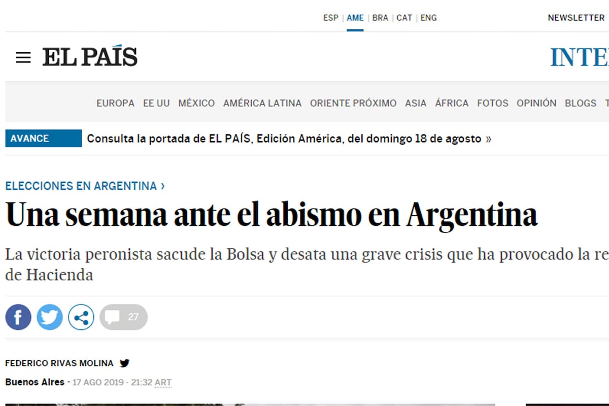 El análisis de la situación en la Argentina en la prensa española