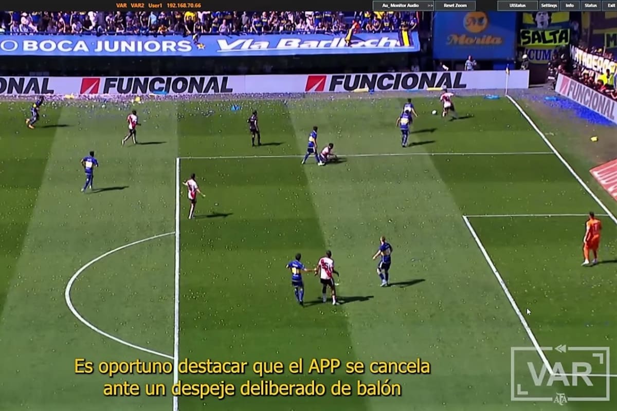 El análisis del VAR en el primer gol de River a Boca, convertido por el venezolano Salomón Rondón