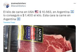 El analista de mercados, Salvador Di Stefano, compartió en Twitter una fotografía de una bandeja con un corte de carne vacuna y abrió un debate en Twitter