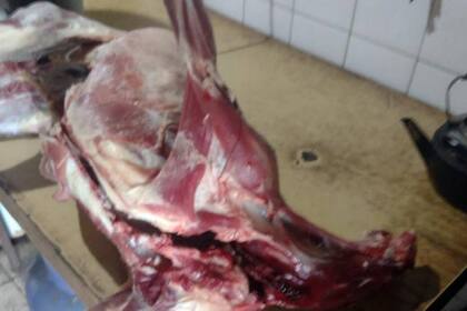 El animal listo para el asado