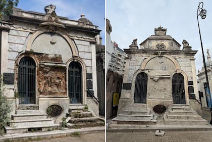 El antes y después de la bóveda, tras los arreglos realizados por el gobierno porteño