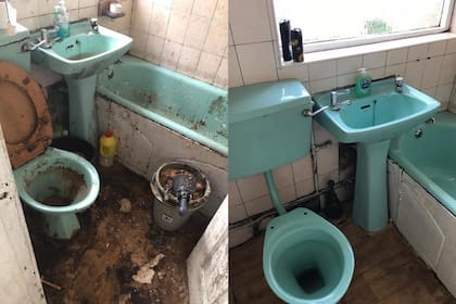 El antes y el después del baño, uno de los lugares que más suciedad acumulaba
