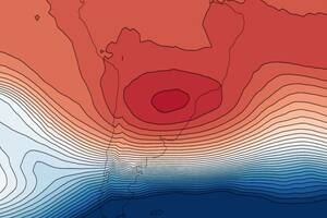El anticiclón de bloqueo que está provocando la ola de calor entre Chile y Argentina. GFS analysis data