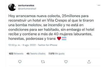 El anuncio de la nueva colecta que inició Santiago Maratea para reconstruir el Hotel Gondolín