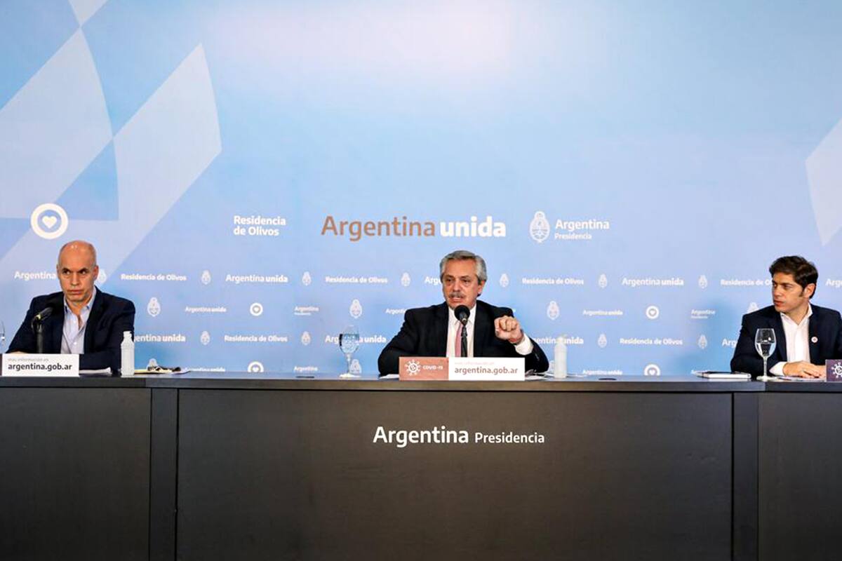 El anuncio de la nueva fase de la cuarentena lo hicieron Fernández junto a Larreta y Kicillof