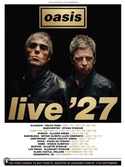 El anuncio de la nueva gira de Oasis