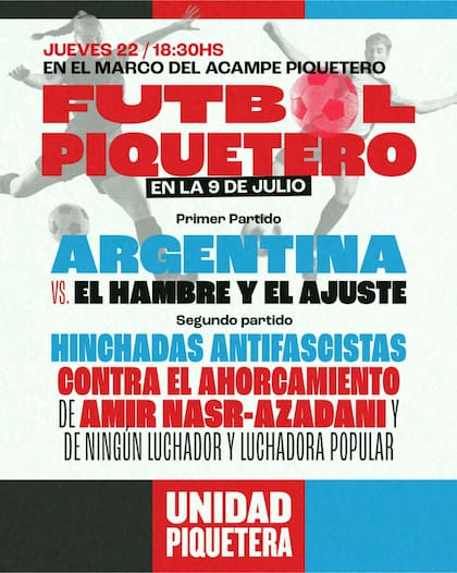 El anuncio de los "partidos" piqueteros en la 9 de Julio