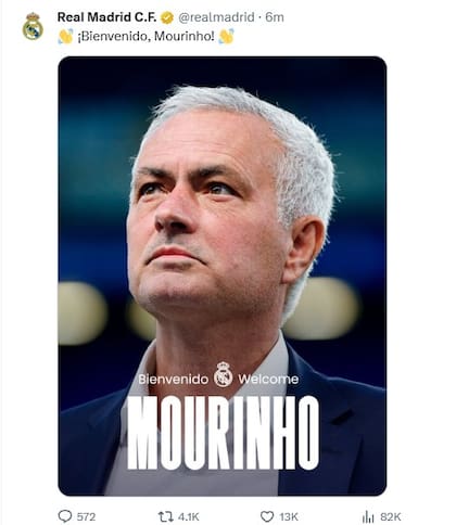 El anuncio de Real Madrid en X