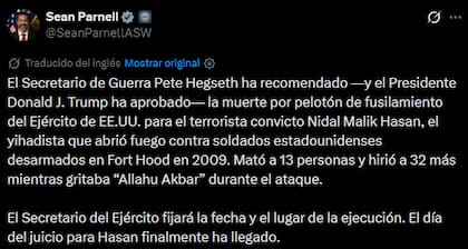 El anuncio del portavoz del Pentágono, Sean Parnell