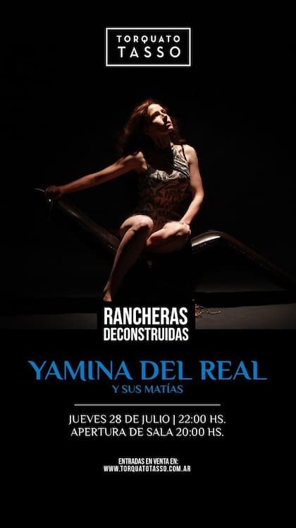 El anuncio del recital de "Yamina del Real y sus matías"