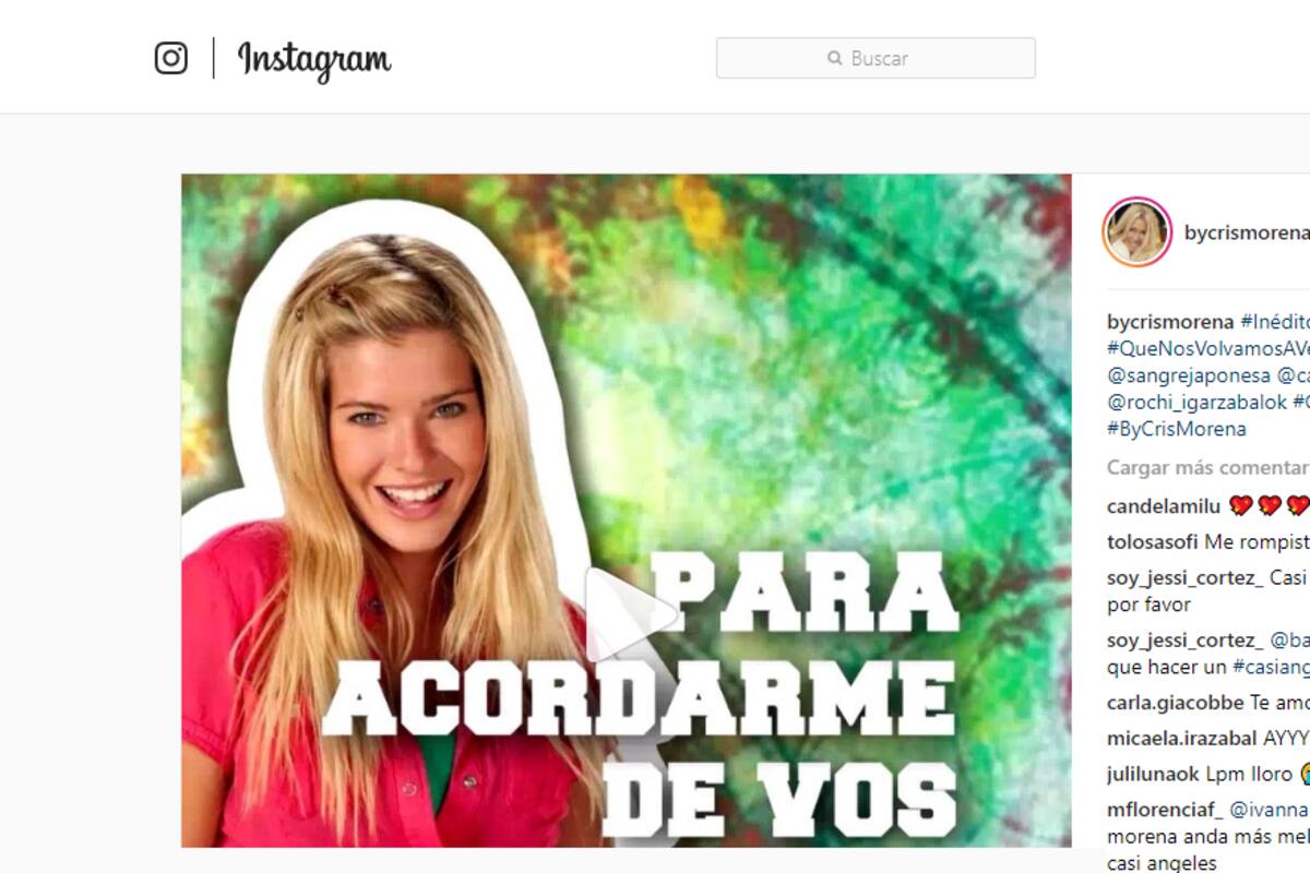 El anuncio del tema inédito por Cris Morena desde su cuenta de Instagram.