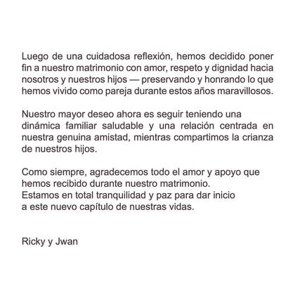 El anuncio que compartió Ricky Martin sobre su ruptura