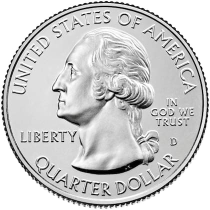 El anverso de la moneda presenta la imagen de George Washington diseñado por John Flanagan