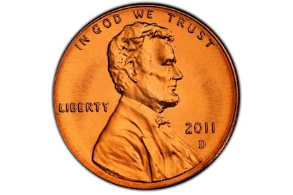 El anverso de la moneda tiene al decimosexto presidente de los Estados Unidos, Abraham Lincoln
