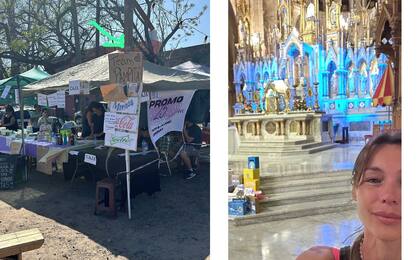 El apoyo de la gente a Pampita y ella al llegar a la Basílica de Luján