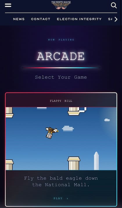 El Arcade de la Casa Blanca reúne cinco videojuegos de estética retro basados en distintas políticas de Donald Trump