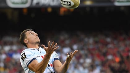El argentino Juan Imhoff en la final del Top 14 de Francia, jugada en el Camp Nou, el 25 de junio pasado