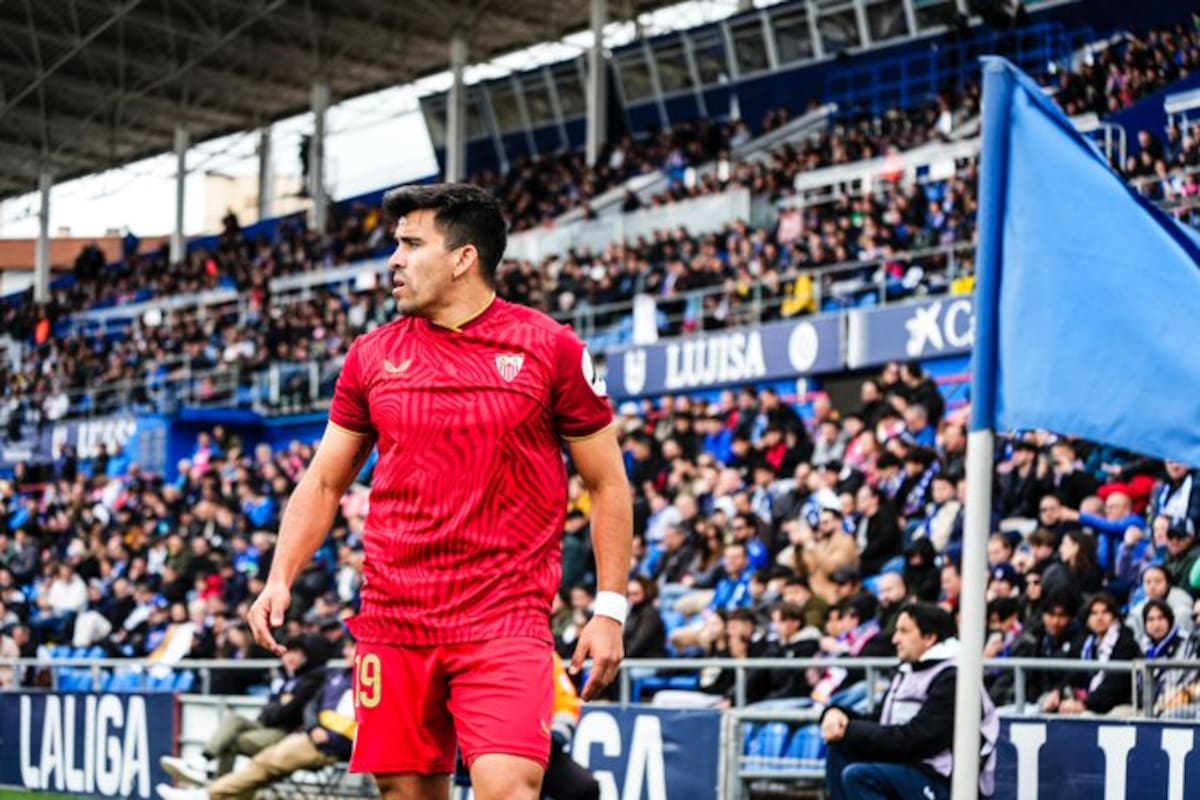 El argentino Marcos Acuña, durante el partido ante Getafe en el que fue objeto de cánticos racistas