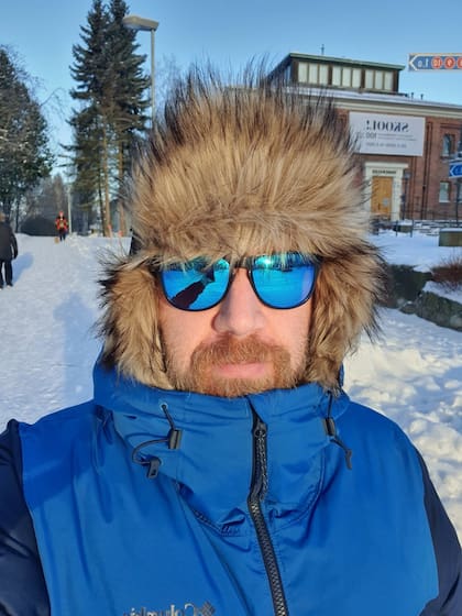 El argentino, Robertino Giorgetti, en el invierno de Tampere, Finlandia.