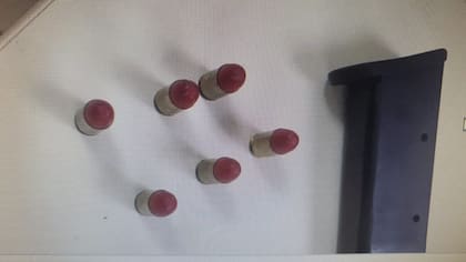 El arma y las balas que tenía uno de los argentinos en su poder.