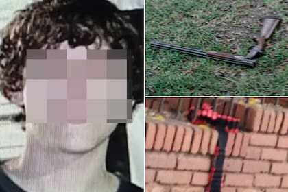 El arma y los cartuchos con los que un adolescente entró a la escuela y empezó a los tiros