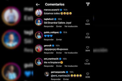 El arquero no dudó en comentar la publiación (Captura Instagram @marcos.acuna10)
