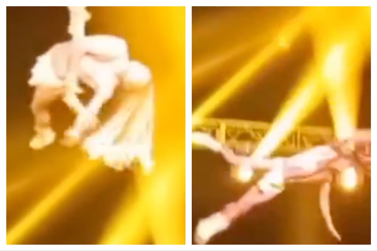 El artista cayó mientras realizaba una acrobacia con telas a cinco metros de altura.