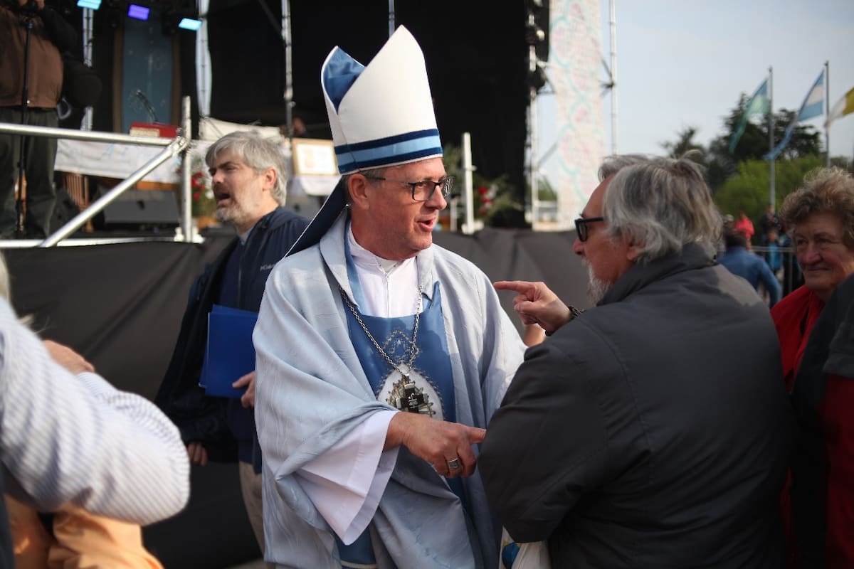 El arzobispo Jorge García Cuerva durante la misa de la peregrinación a Lujan.