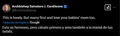 El arzobispo Salvatore J Cordileone intervino para reprender al padre de 12 hijos