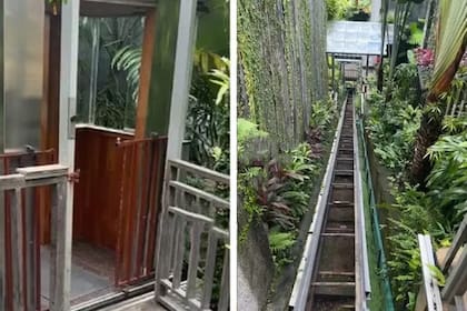 El ascensor del Ayuterra Resort, una de las principales atracciones del hotel de lujo de Bali, Indonesia