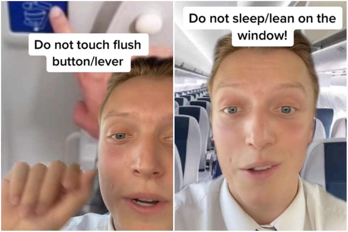 El asistente de vuelo hizo una lista de lo que se debe evitar