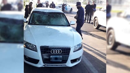El Audi A5 blanco de Mariano González, tras el impacto