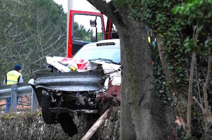 El Škoda Fabia de Kubica fue penetrado por el guard-rail, que se incrustó en la cabina y provocó las fracturas del polaco.
