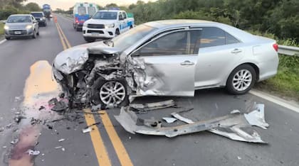 El auto de Leiva luego del choque contra un camión