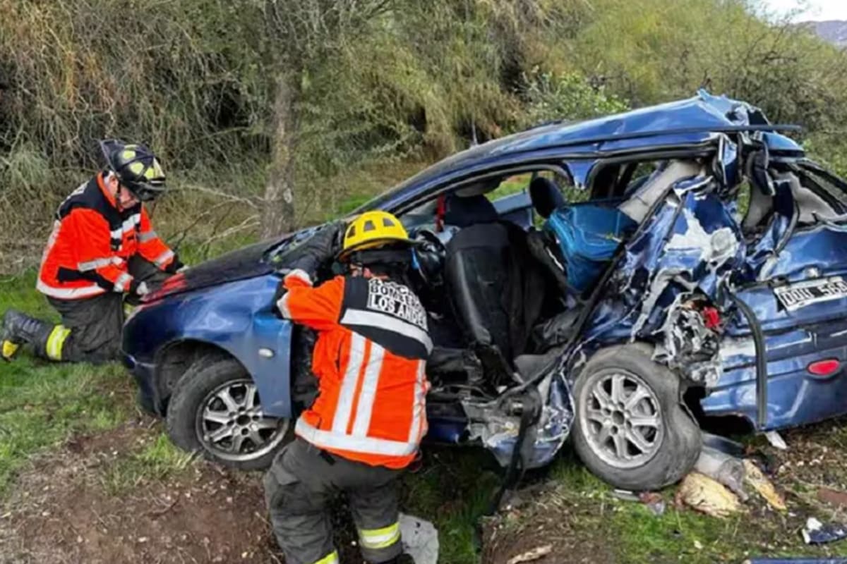 El auto en el que iban los cuatro turistas argentinos que impactó contra un árbol.
