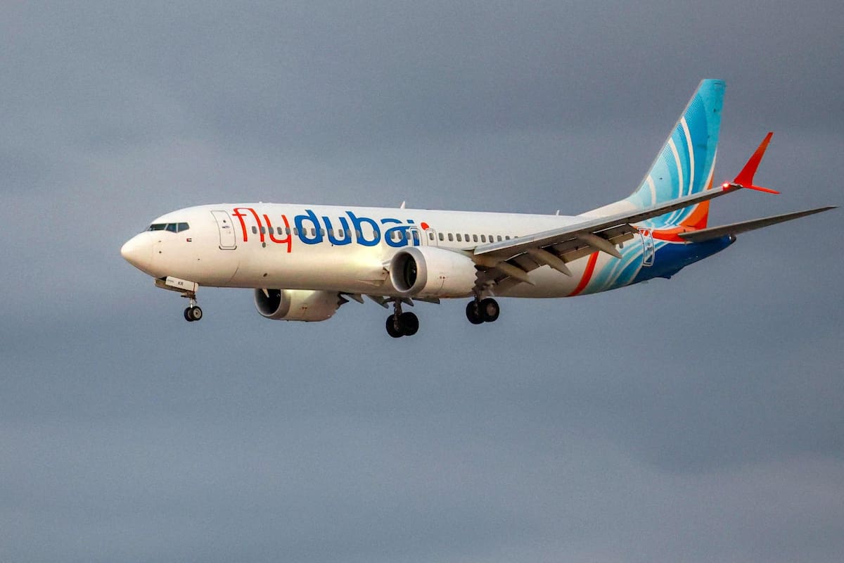 El avión Boeing 737 MAX 8 de flydubai se prepara para aterrizar en el aeropuerto Ben Gurion de Lod, Israel, el 30 de septiembre de 2026, con los pasajeros a salvo