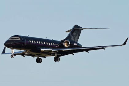 El avión Bombardier Global 5000, matrícula N18RU, en el que viajó Laura Belén Arrieta.