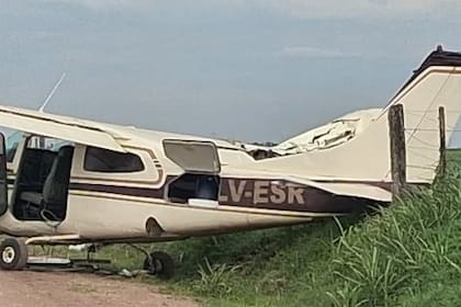 El avión Cessna siniestrado en Arequito, Santa Fe