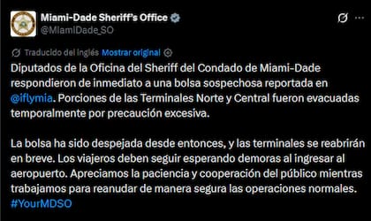 El aviso de la Oficina del Sheriff local en redes sociales