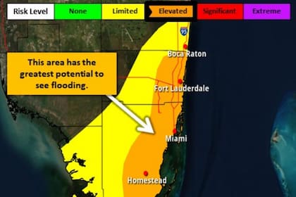 El aviso de riesgo de inundaciones cubre prácticamente todas las poblaciones costeras del sur de Florida
