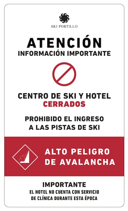 El aviso del centro de esquí Portillo sobre el riesgo de avalancha