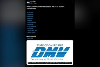 El aviso del DMV sobre la apertura de oficinas el fin de semana en California