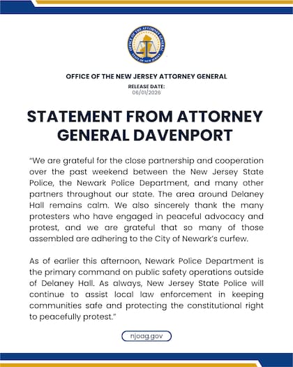 El aviso en Nueva Jersey tras las protestas en Delaney Hall