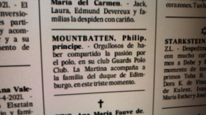 El aviso fúnebre que le dedicó La Martina al príncipe Felipe, publicado en la edición del sábado 10 de abril en el diario LA NACION