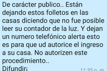 El aviso que circuló en las redes sociales