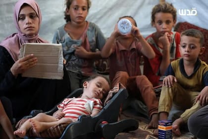 El bebé Abdul Rahman Abu Al-Jidyan, el primer niño infectado con polio en la Franja de Gaza.