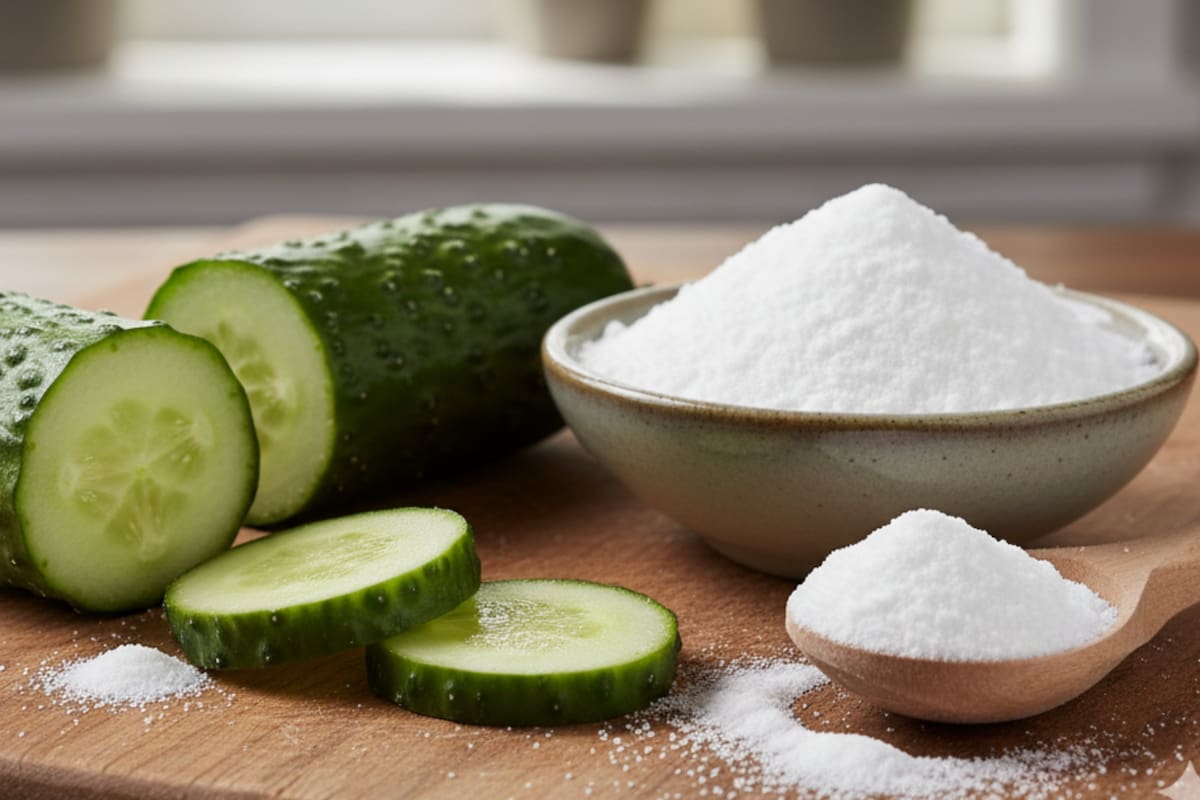 El beneficio de mezclar pepino y bicarbonato de sodio (imagen: Gemini)