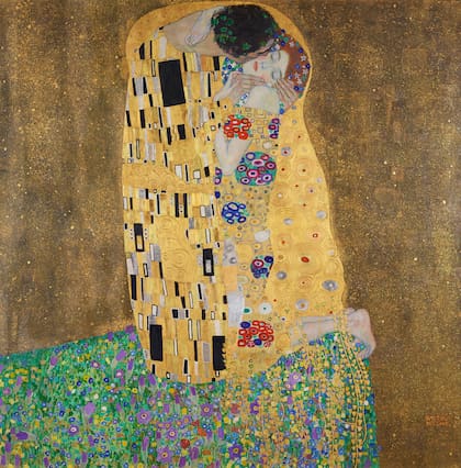 El Beso de Gustave Klimt, un óleo con laminillas de oro y estaño, es un clásico de la historia del arte y emblema de Austria: fue acuñado en una moneda conmemorativa de cien euros
