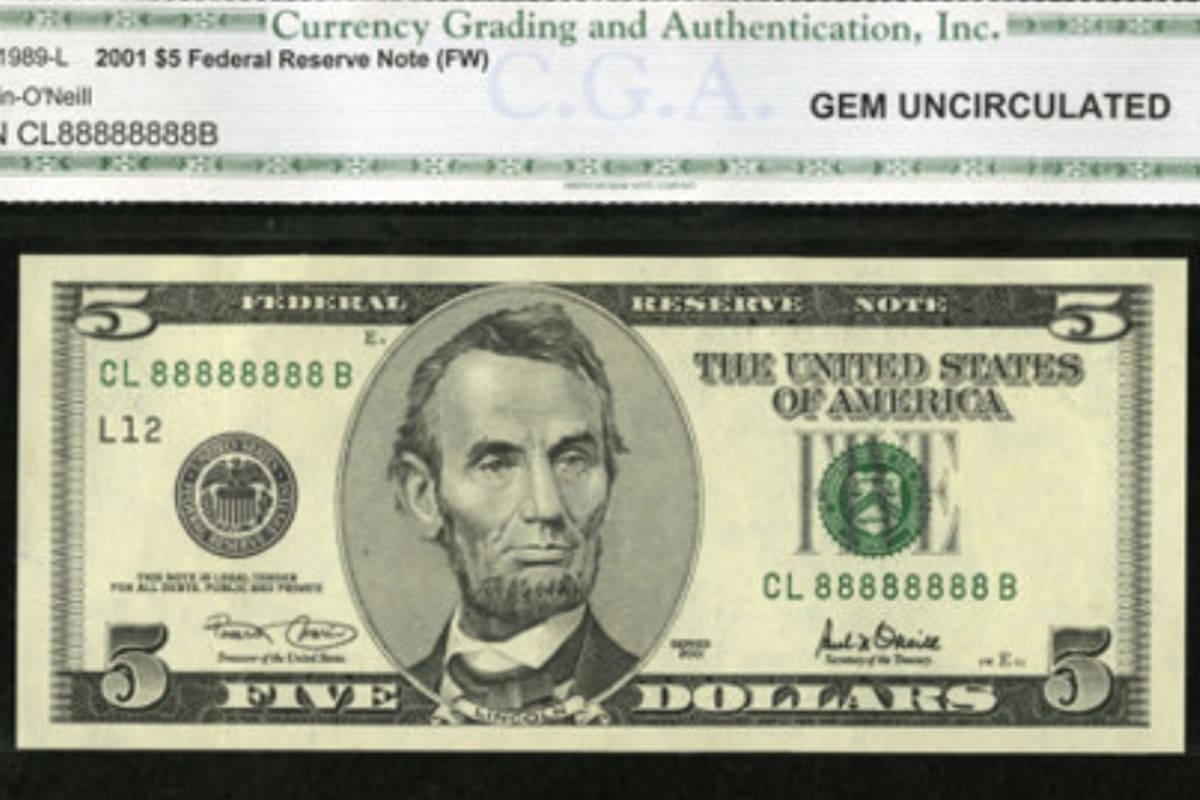 El billete de US$5 es de los más antiguos y también de los más valiosos